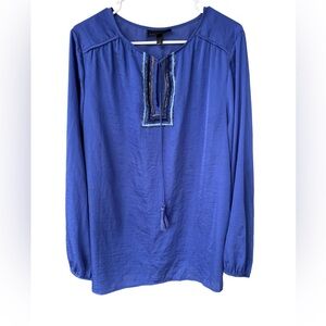 Lane Bryant Royal Blue Blouse with Tassel Detail sz 14/16